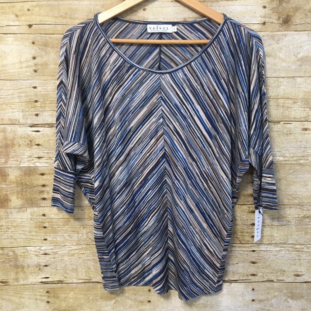 Velvet three quarters sleeve blouse